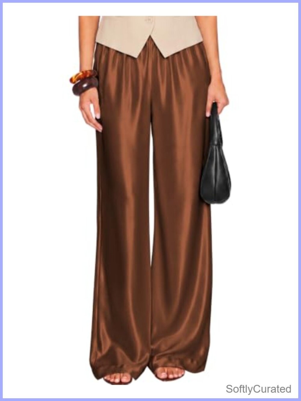Satin Wide Leg Dress Pants Silk Flowy Long Trousers for Women